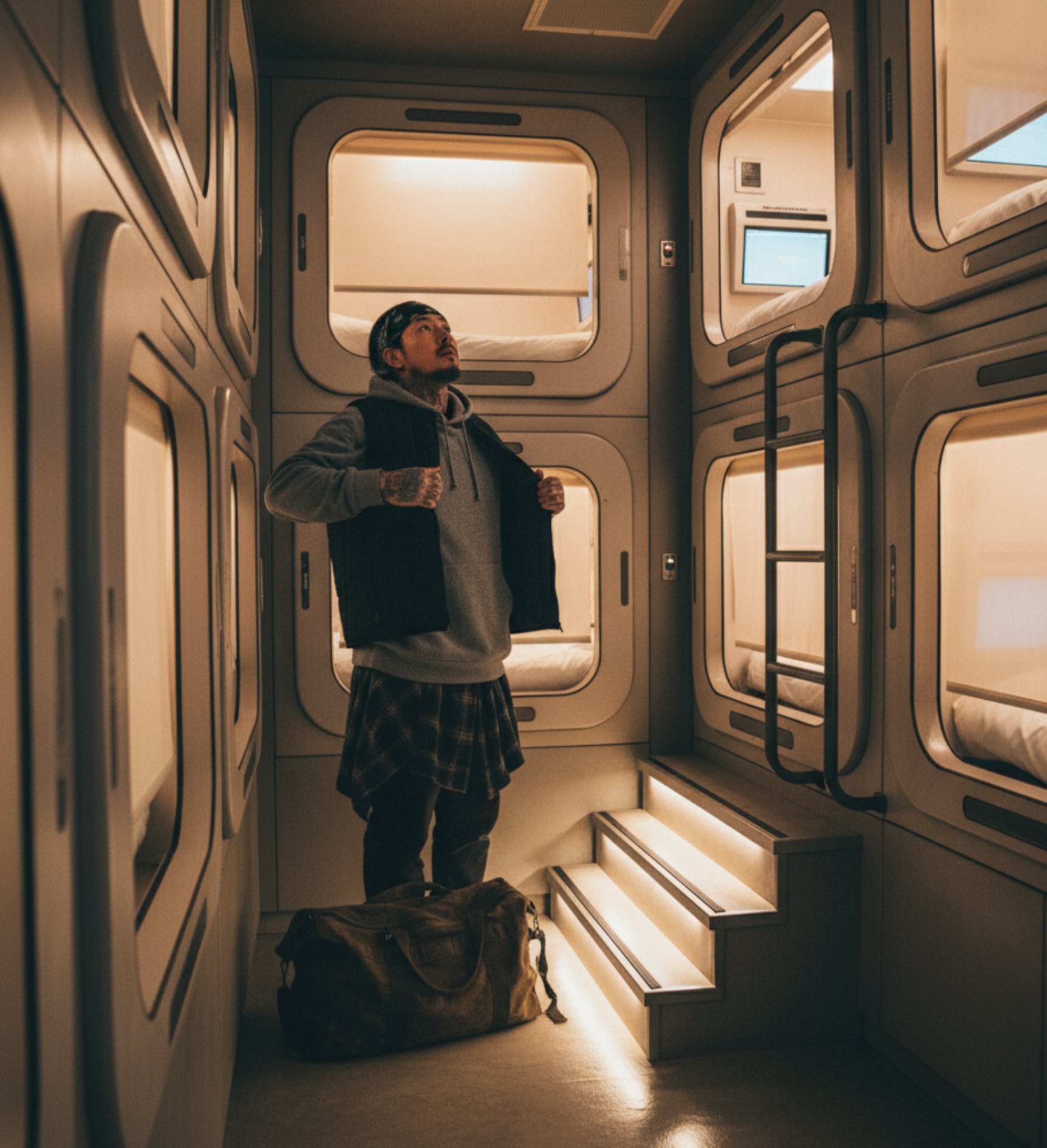 Modern capsule hotel experience